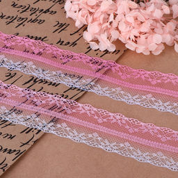 Кружево капроновое «Градиент», 35 мм, 10±1 м, цвет розовый/сиреневый №3