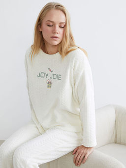 Bisiklet Yaka Nak??l? Kad?n Pel?? Pijama Tak?m?