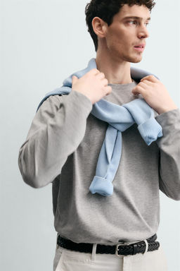 CAMISETA MEDIUM WEIGHT MANGA LARGA / Gris vigor? - Zara фото 5