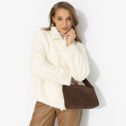 Полупальто из мягкого экомеха, Слишком заметна (белый шоколад, oversize, 42-48, нью) - Charutti фото 4