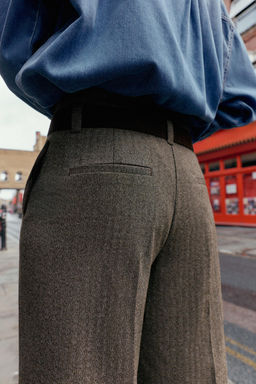 HERRINGBONE TROUSERS WITH BELT