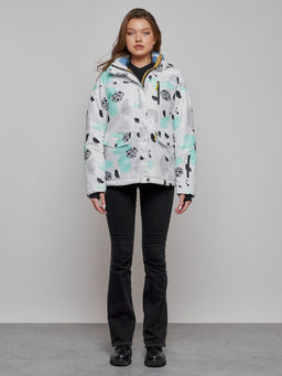 Горнолыжная куртка женская зимняя серого цвета 2302-1Sr