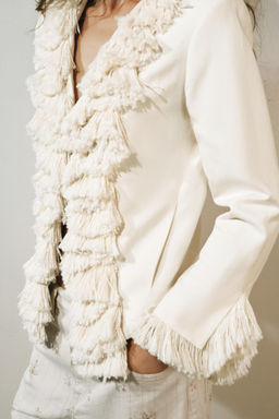 CHAQUETA FLECOS CON LINO ZW COLLECTION / Crudo - Zara фото 2