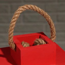 Кашпо деревянное Фонарь, ручка верёвка, красный, 161630 см - Дарим красиво фото 4