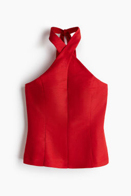 Top halter en mezcla de lino