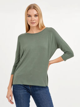 футболка женская свободного кроя с рукавом 3/4