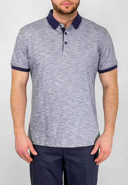 Джемпер мужской с воротником поло короткий рукав GREG G144-TG9836-3 (св.черный)  фото 2