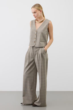 ЕВТ 4160/кремовый,клетка глен брюки жен