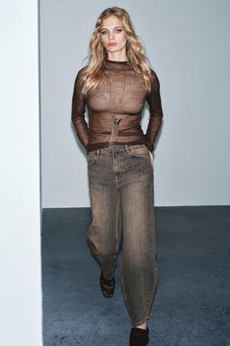 ZW COLLECTION MID-WAIST BARREL JEANS - Zara фото 4