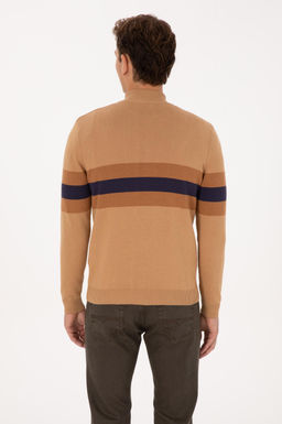 Erkek Regular Fit Yar_m Fermuarl_ Camel Kazak - U.s. polo assn фото 5