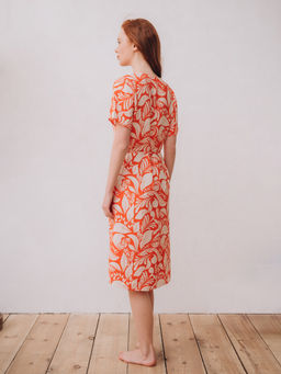 Туника пляжная Indefini из вискозы оранжевая  фото 6