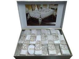 Скатерть EFOR YILDIZ 160x220 прямоугольная с 8 салфетками кремовый