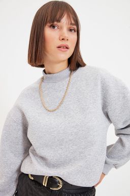 TRENDYOLMILLA Bordo Kal?n Ici Polarl? Yar?m Bal?kc? Yaka Relaxed/Rahat Kal?p Orme Sweatshirt TWOAW20SW0584  фото 7