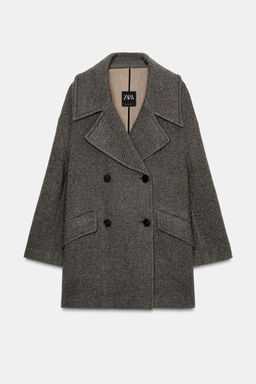 ZW COLLECTION WOOL BLEND DOUBLE-BREASTED COAT - Zara фото 2
