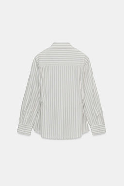 STRIPED POPLIN SHIRT WITH SHOULDER PADS - Zara фото 17
