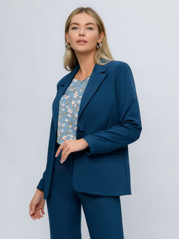 Жакет цвета морской волны однобортный