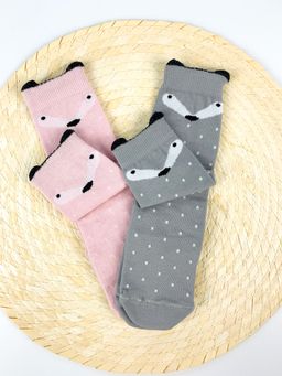 Гольфы Лисички розовые/серые