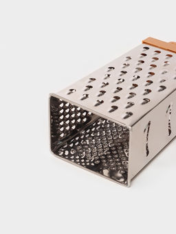 Тёрка четырёхгранная Доляна «Деревушка», 24.5×10.5 см, нержавеющая сталь, коричневая