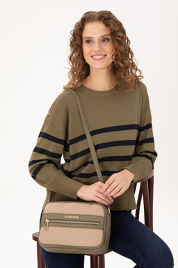 Женская бежевая сумка через плечо Неожиданная скидка в корзине