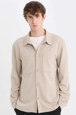 Regular Fit Polo Yaka Penye Gomlek - Defacto фото 4