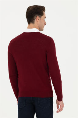 U. S. Polo Assn / Мужской бордово-красный базовый свитер - U.s. polo assn фото 12
