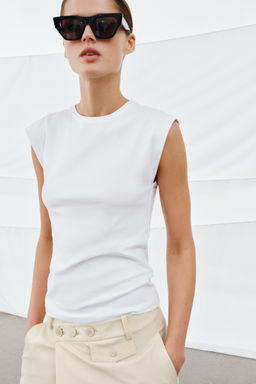 CAMISETA CON ALGOD?N / Blanco - Zara фото 2