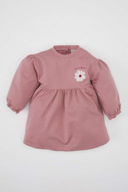 K?z Bebek Bisiklet Yaka Cicek Bask?l? Uzun Kollu Sweatshirt Elbise - Defacto фото 2