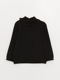 Dik Yaka Uzun Kollu K?z Bebek Triko Kazak