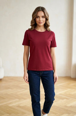 K13628 Футболка OVERSIZE (хлопок) БУРГУНДИ