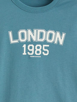 Bisiklet Yaka London Bask?l? Erkek ?ocuk Ti??rt