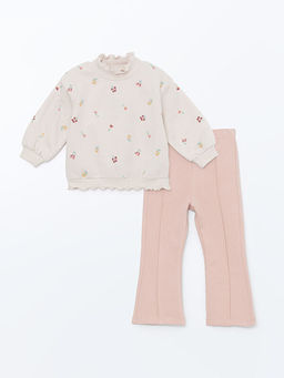 ?i?ekli K?z ?ocuk Sweatshirt ve E?ofman Alt 2li