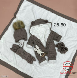 Комплект вязание на меху зимние (одеяло, комбинезоны, шапочки, бант, пинетки) - Bruno фото 14