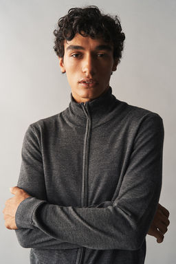 Cardigan de lana merino con cremallera Slim Fit - H&m фото 3