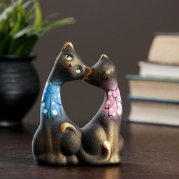 Фигурка керамика Коты Влюбленные с бантиками, чёрные, 5?9?12 см