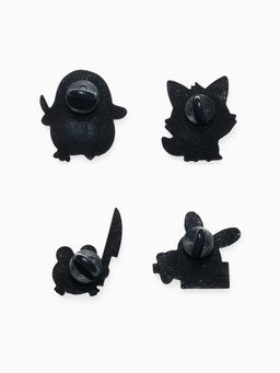 Набор значков (4 шт.) Опасные зверюшки, цветной в чёрном металле