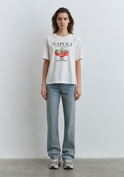 Napoli Bask?l? Beyaz Tisort - Mavi фото 3