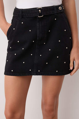 Wardrobe Essentials Siyah Aksesuar Detayl? Mini Denim Etek TWOAW26ET00075 - Trendyolmilla фото 6