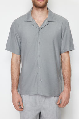Gri Relaxed Fit Apas Yaka Gomlek TMNSS24GO00017 - Trendyolmilla фото 5