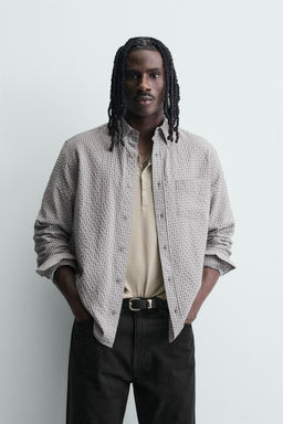 CAMISA CUADROS TEXTURA / Blanco / Granate - Zara фото 2