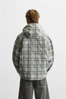 HOODED CHECK OVERSHIRT - Zara фото 3