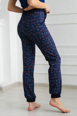 Брюки женские из кулирки на манжете темно-синий