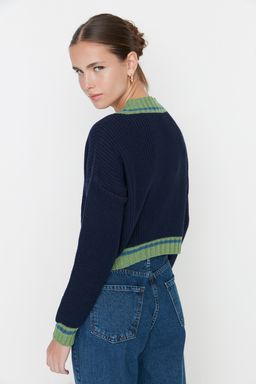Lacivert Crop Kolej Temal? Triko Kazak TWOAW22KZ1492