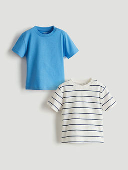 Bisiklet Yaka ?izgili Erkek Bebek Ti??rt 2li