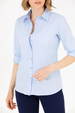 Женская голубая рубашка с длинным рукавом Basic - U.s. polo assn фото 6