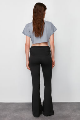 Siyah Yumusak Kumasl? Bel Detayl? Flare/Ispanyol Paca Pantolon TWOSS24PL00120 - Trendyolmilla фото 6