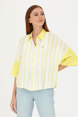 Женская неоново-желтая рубашка с длинным рукавом - U.s. polo assn фото 10