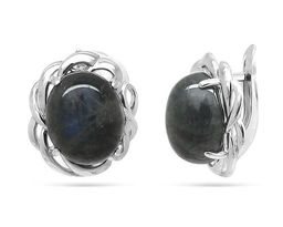Серьги из серебра лабрадорит, СПН4026