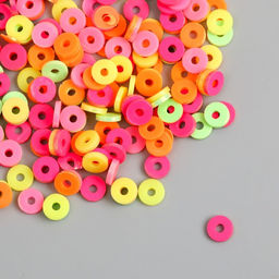 Бусины для творчества PVC «Колечки. Перламутр. Карнавал», набор ≈ 330 шт., 0.1×0.6×0.6 см