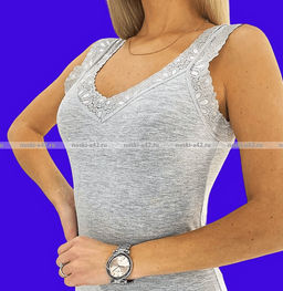 Цена за 1 шт. Майки женские Miss Emma Турция Кружево серые