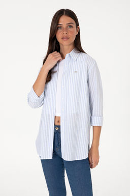 Kad_n A__k Mavi _izgili Uzun Kollu G_mlek Sepette S_rpriz _ndirim